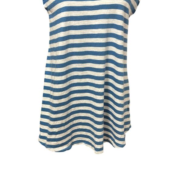 Caslon Cap Sleeves Blouse Round Neck Keyhole Striped Blue White Women's S NWOT - Picture 3 of 8
